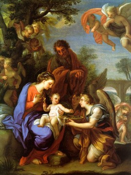 Soggiorno in Egitto Dipinto che mostra la santa Famiglia nel soggiorno verso l'Egitto